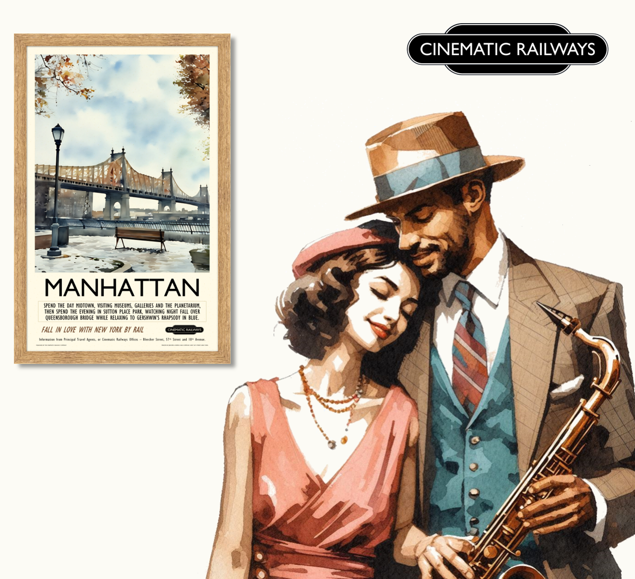 Manhattan  - a vintage travel poster inspired by your favourite film / movie - Cinematic Railways