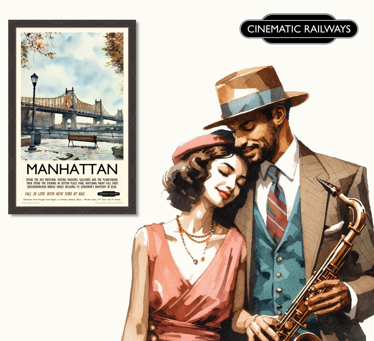 Manhattan  - a vintage travel poster inspired by your favourite film / movie - Cinematic Railways