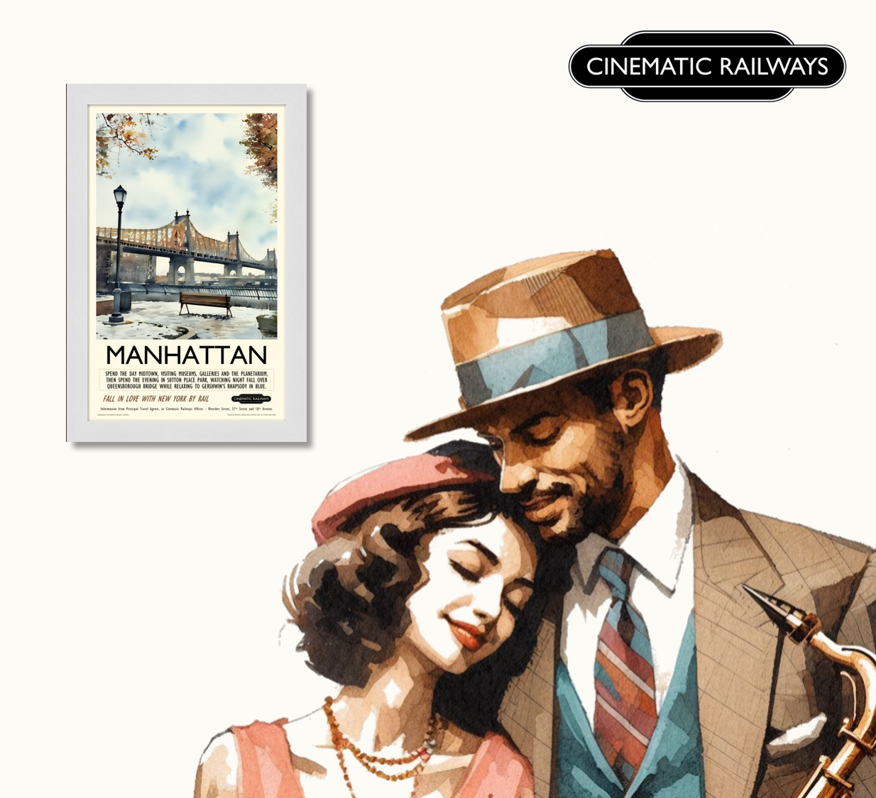 Manhattan  - a vintage travel poster inspired by your favourite film / movie - Cinematic Railways