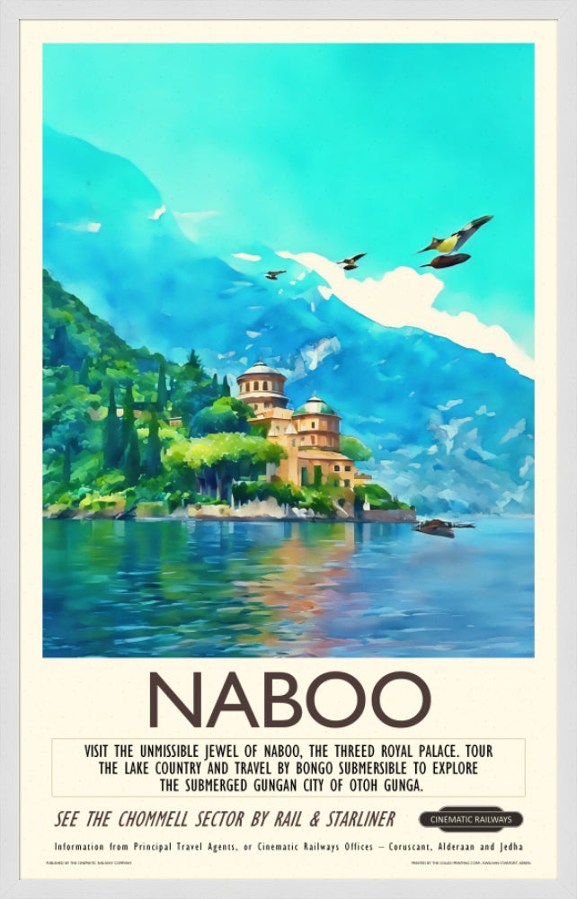 Naboo  - a vintage travel poster inspired by your favourite film / movie - Cinematic Railways