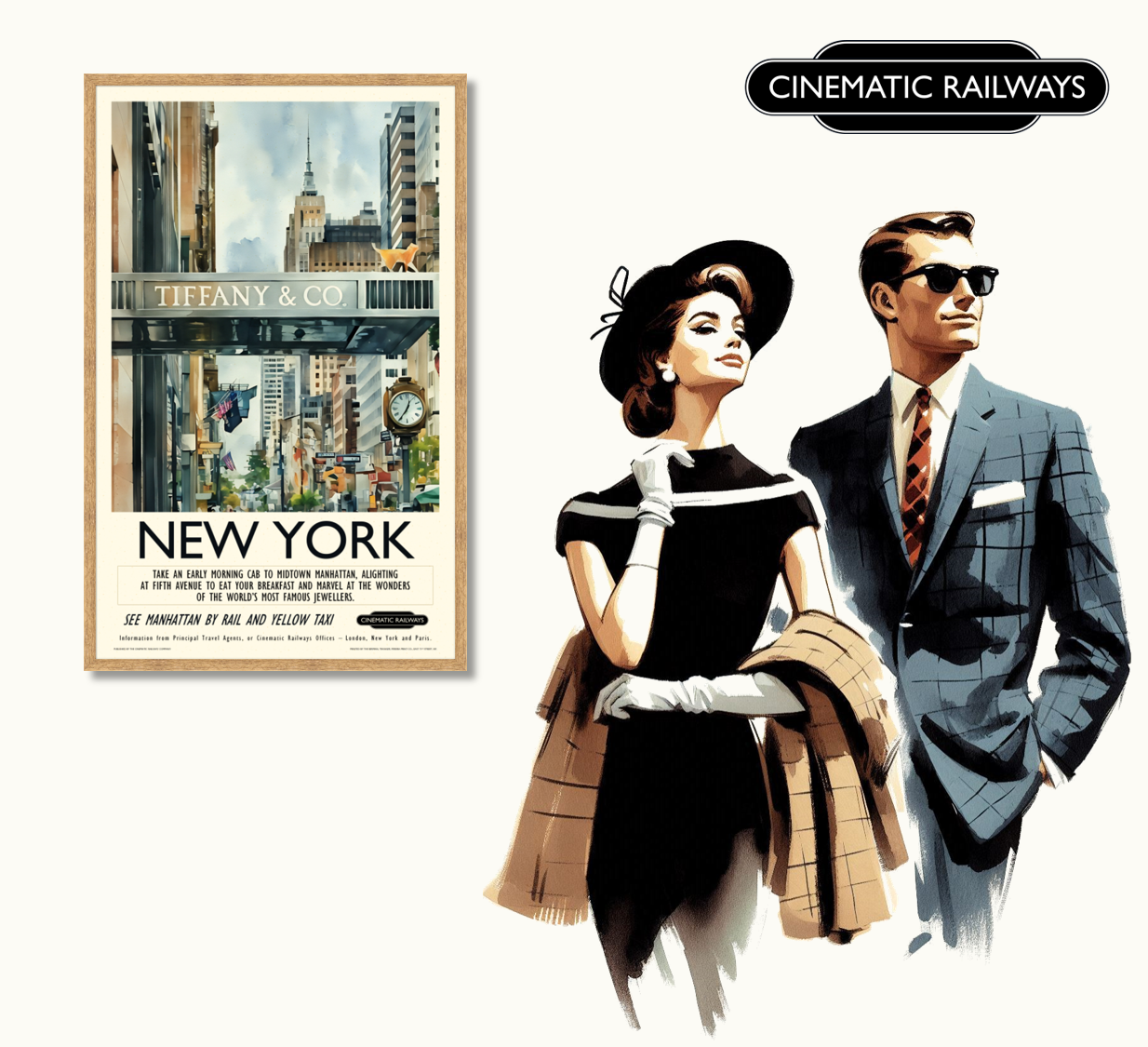 New York  - a vintage travel poster inspired by your favourite film / movie - Cinematic Railways