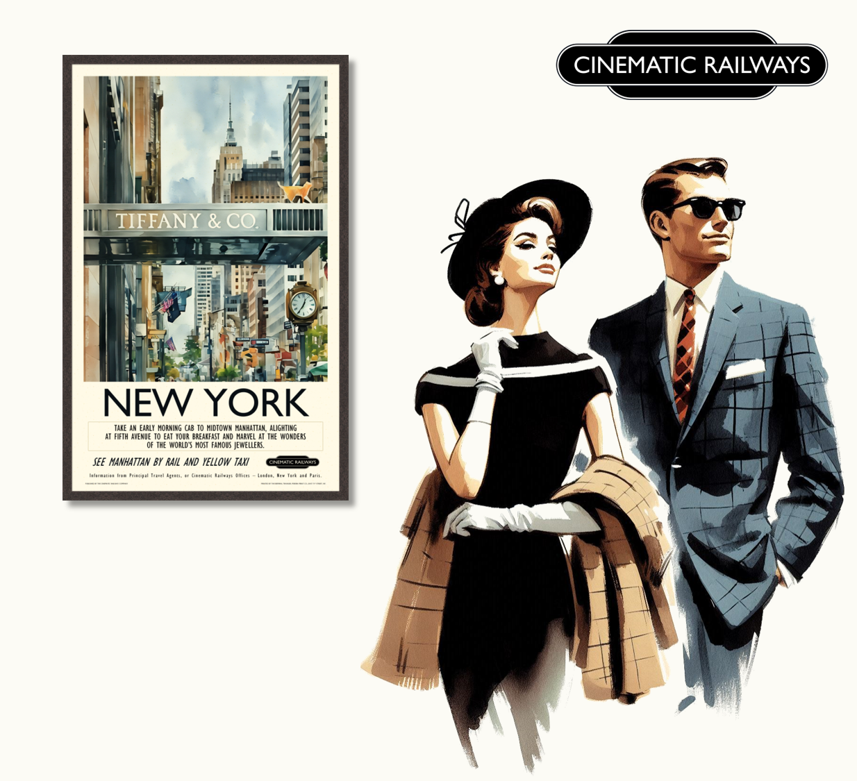 New York  - a vintage travel poster inspired by your favourite film / movie - Cinematic Railways