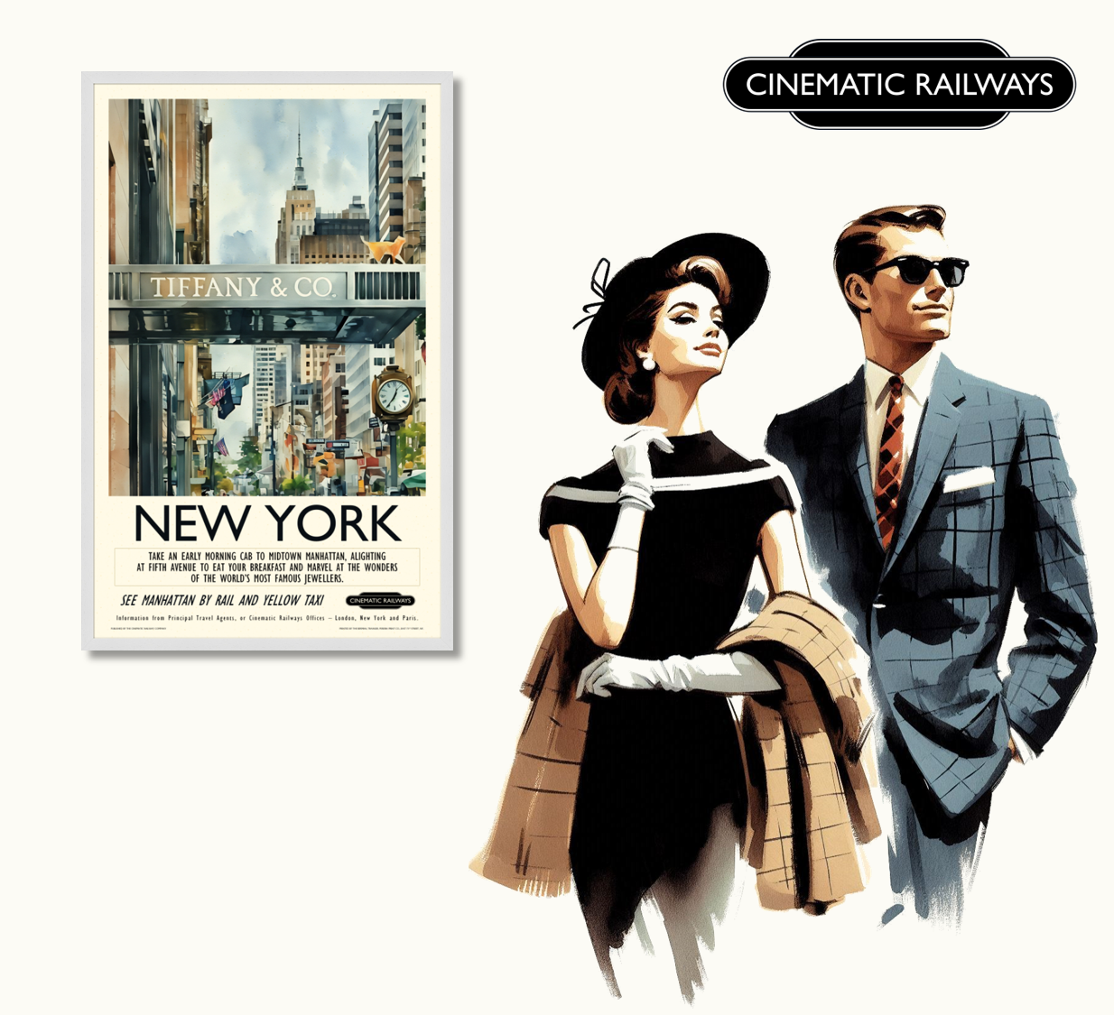 New York  - a vintage travel poster inspired by your favourite film / movie - Cinematic Railways