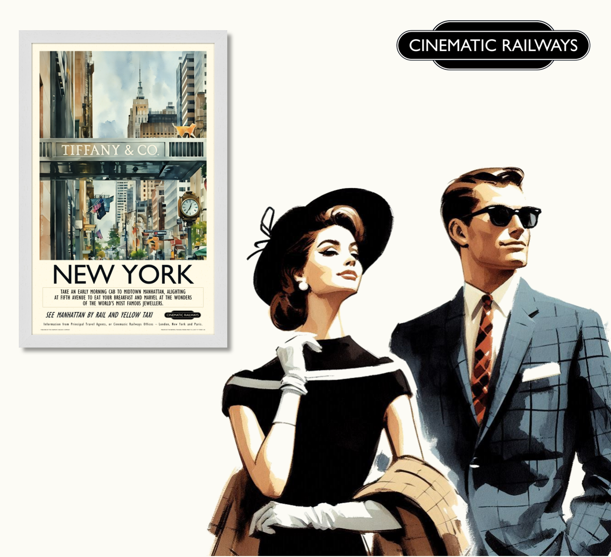 New York  - a vintage travel poster inspired by your favourite film / movie - Cinematic Railways