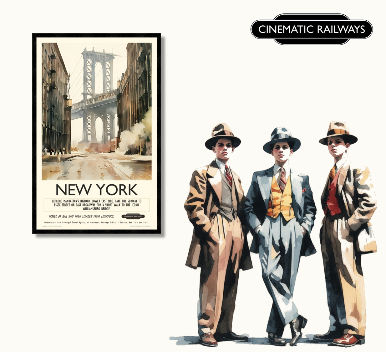 New York  - a vintage travel poster inspired by your favourite film / movie - Cinematic Railways