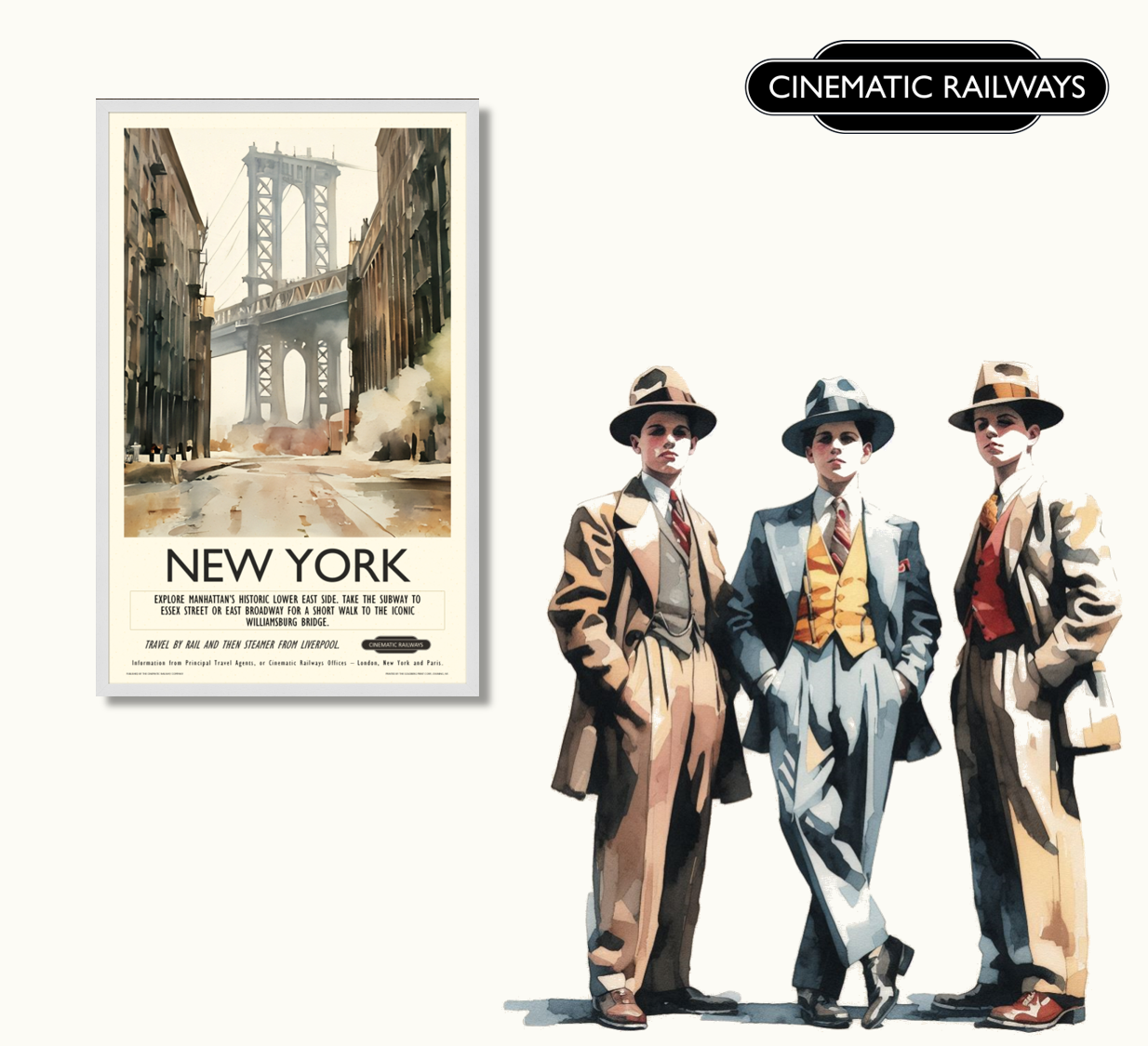 New York  - a vintage travel poster inspired by your favourite film / movie - Cinematic Railways