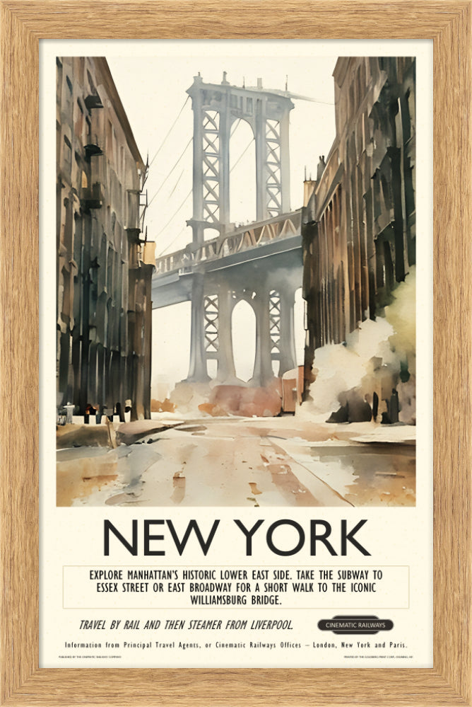 New York  - a vintage travel poster inspired by your favourite film / movie - Cinematic Railways