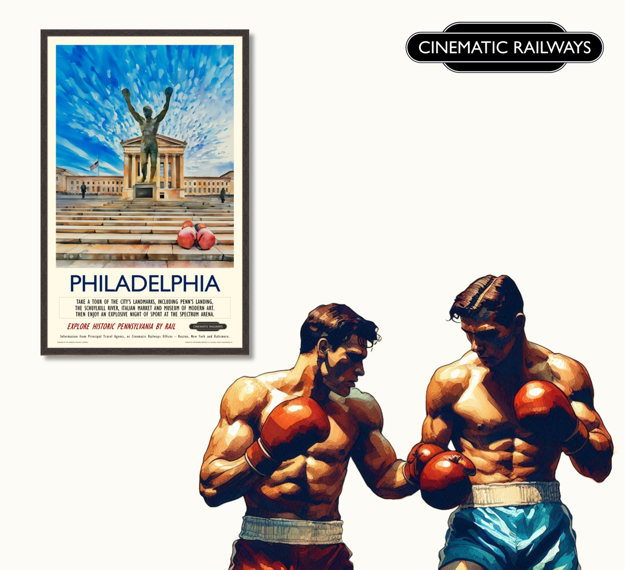 Philadelphia  - a vintage travel poster inspired by your favourite film / movie - Cinematic Railways