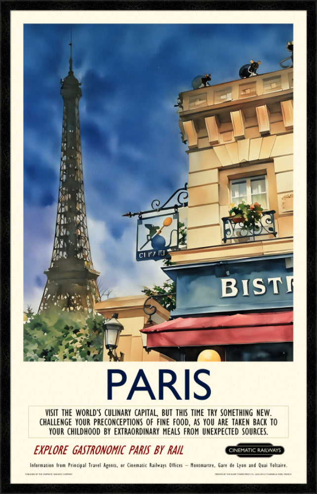 Paris  - a vintage travel poster inspired by your favourite film / movie - Cinematic Railways