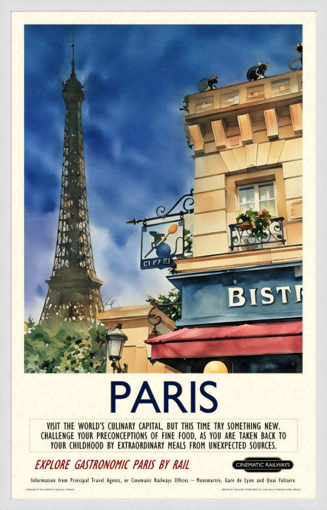 Paris  - a vintage travel poster inspired by your favourite film / movie - Cinematic Railways