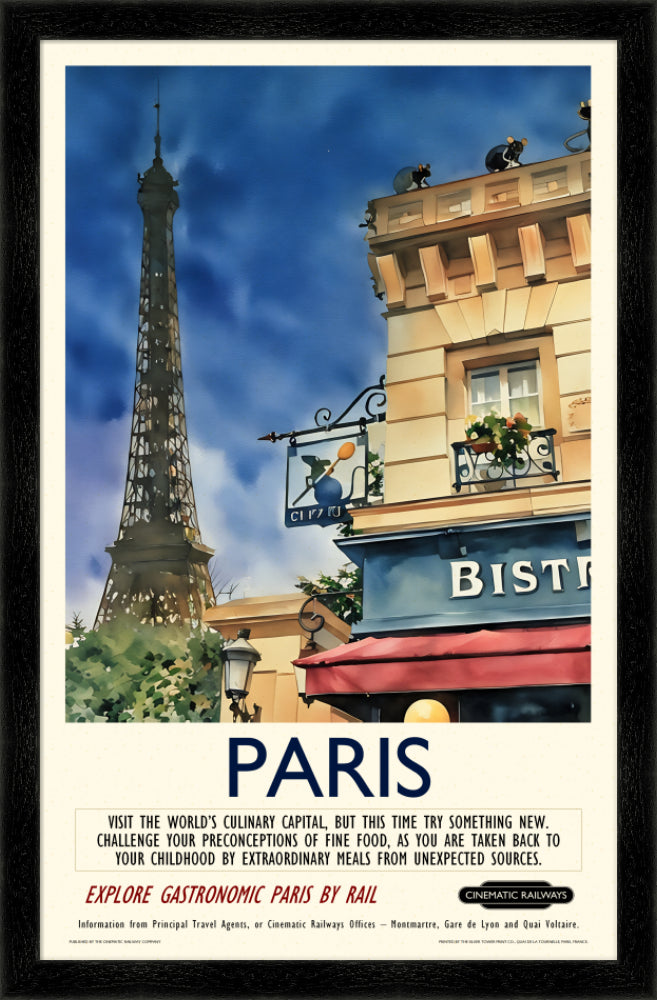 Paris  - a vintage travel poster inspired by your favourite film / movie - Cinematic Railways