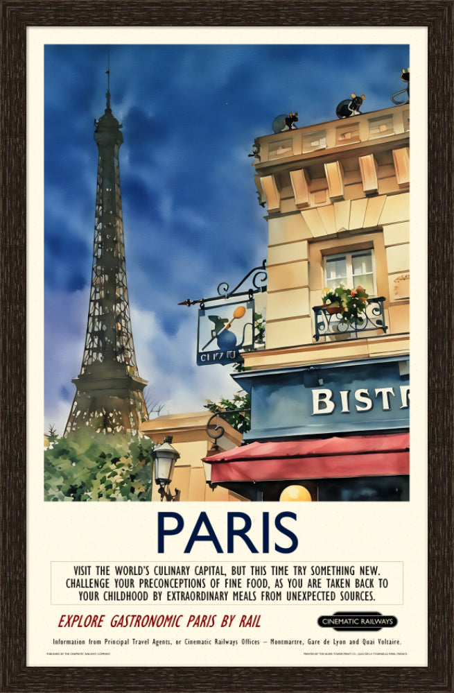 Paris  - a vintage travel poster inspired by your favourite film / movie - Cinematic Railways