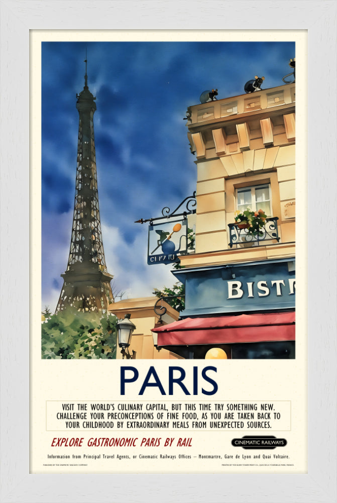 Paris  - a vintage travel poster inspired by your favourite film / movie - Cinematic Railways