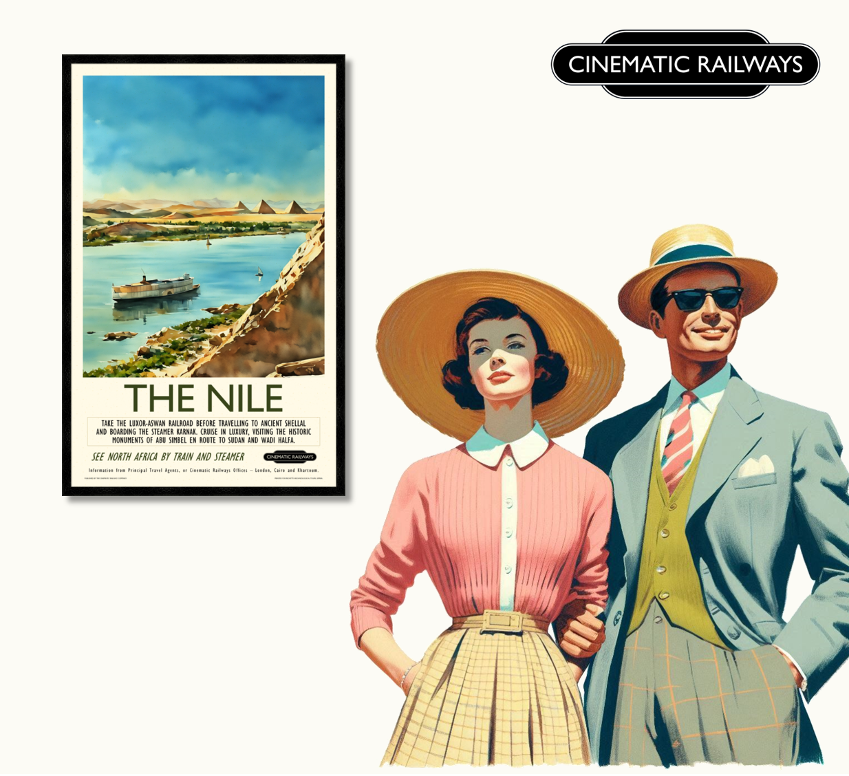 The Nile  - a vintage travel poster inspired by your favourite film / movie - Cinematic Railways