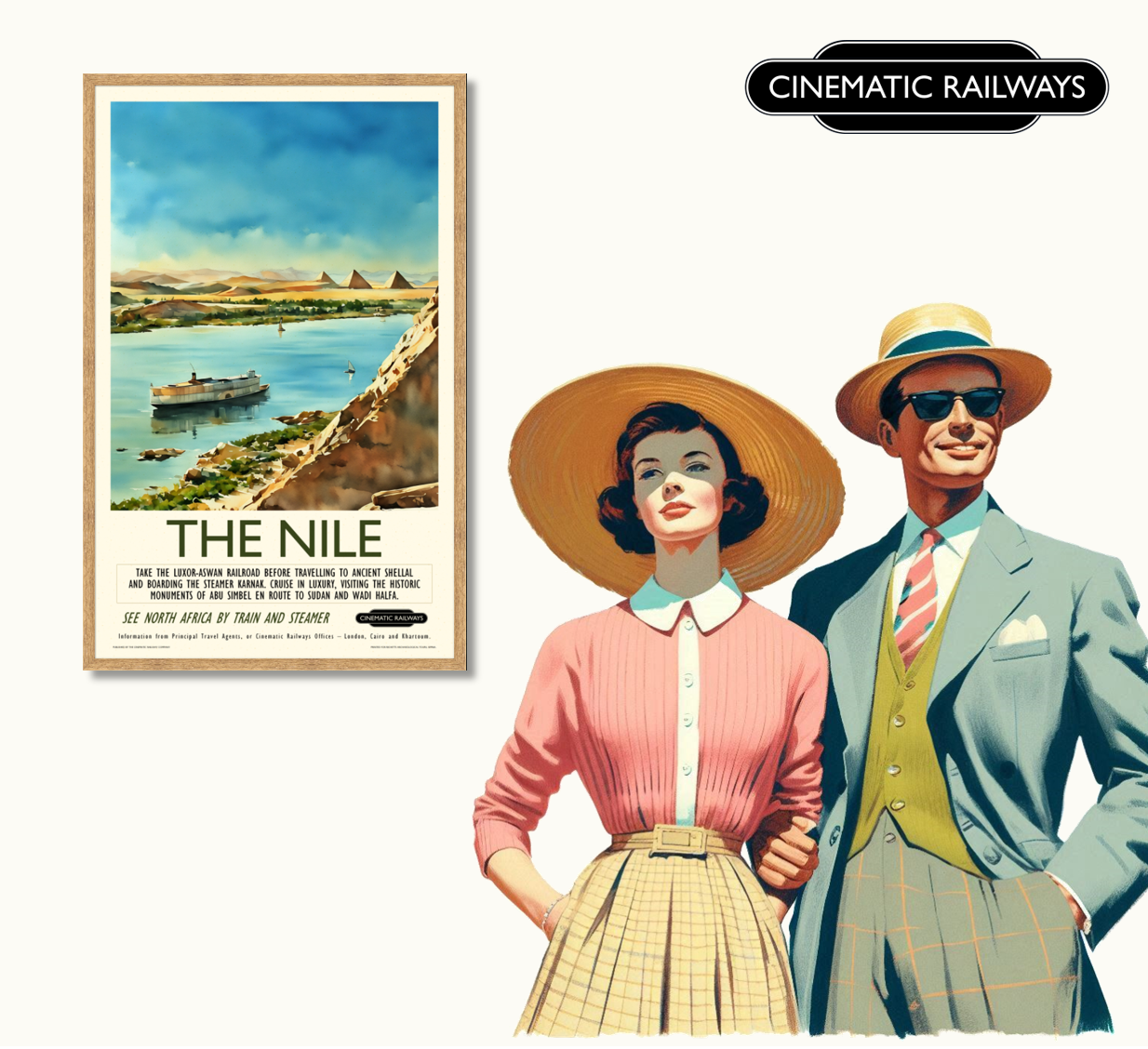 The Nile  - a vintage travel poster inspired by your favourite film / movie - Cinematic Railways