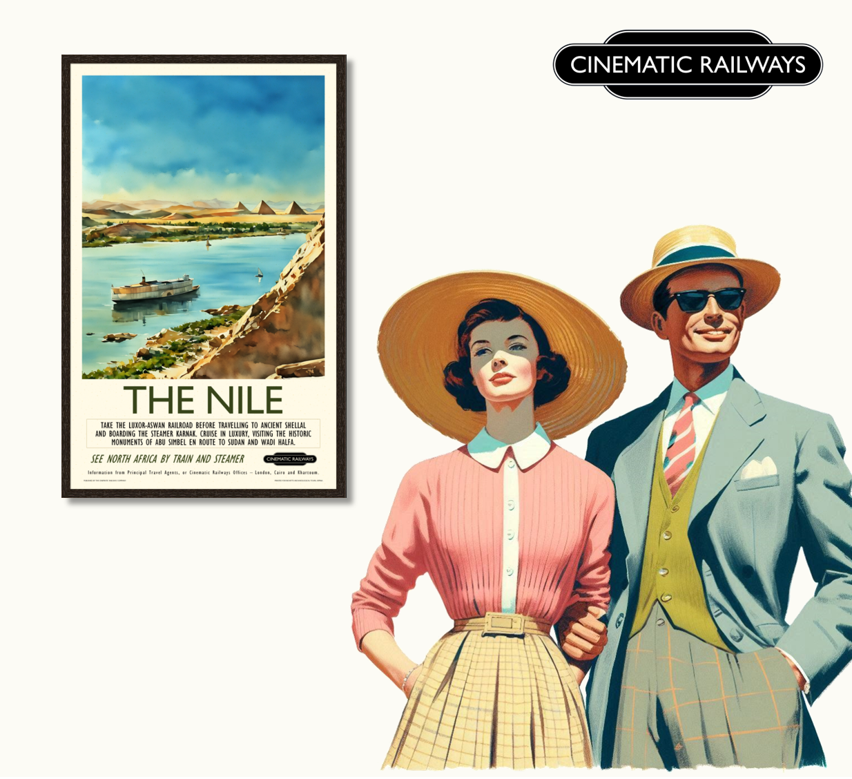 The Nile  - a vintage travel poster inspired by your favourite film / movie - Cinematic Railways