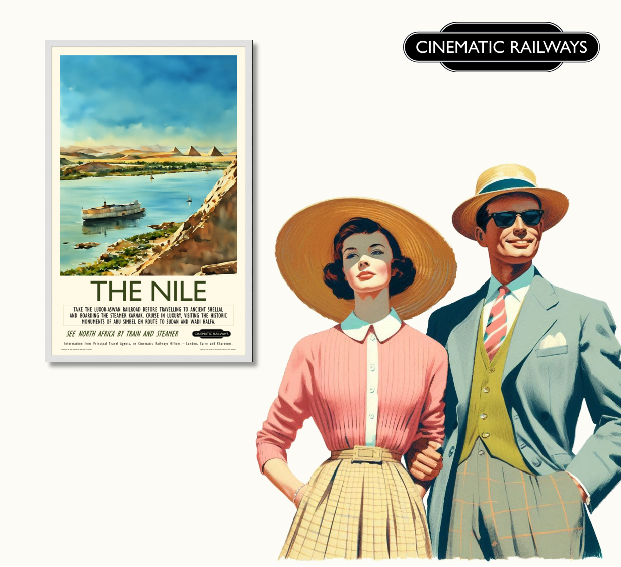 The Nile  - a vintage travel poster inspired by your favourite film / movie - Cinematic Railways