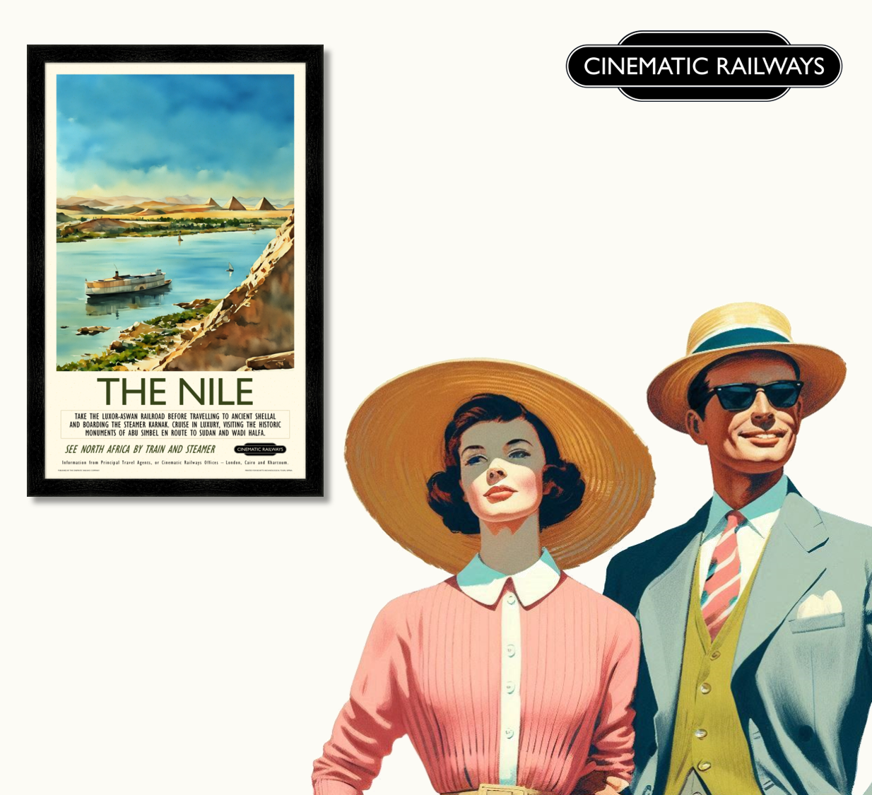 The Nile  - a vintage travel poster inspired by your favourite film / movie - Cinematic Railways