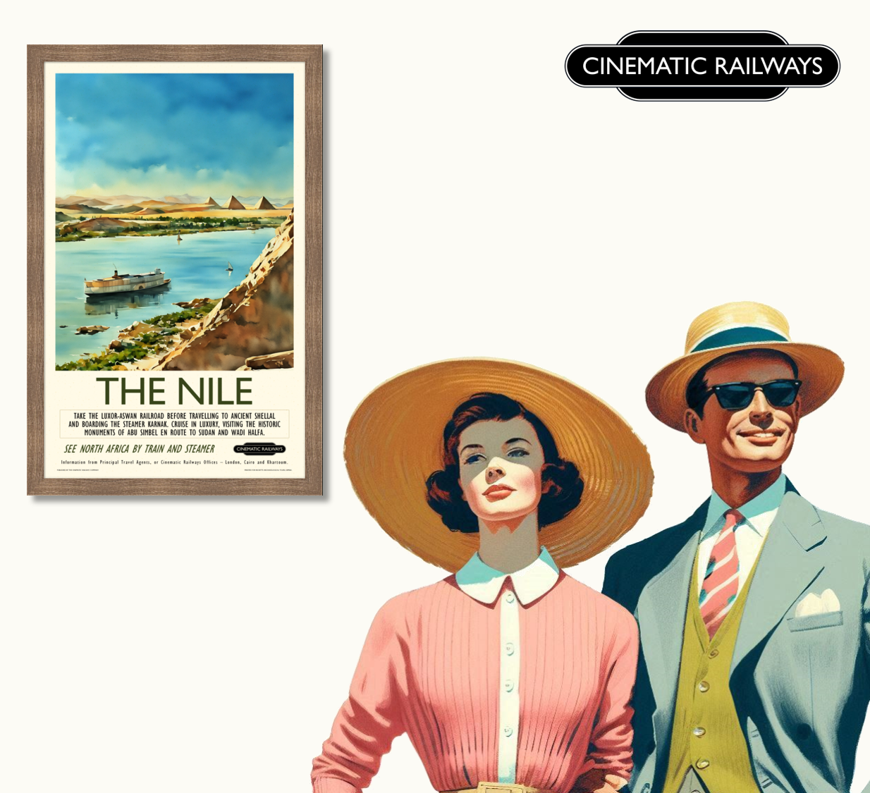 The Nile  - a vintage travel poster inspired by your favourite film / movie - Cinematic Railways