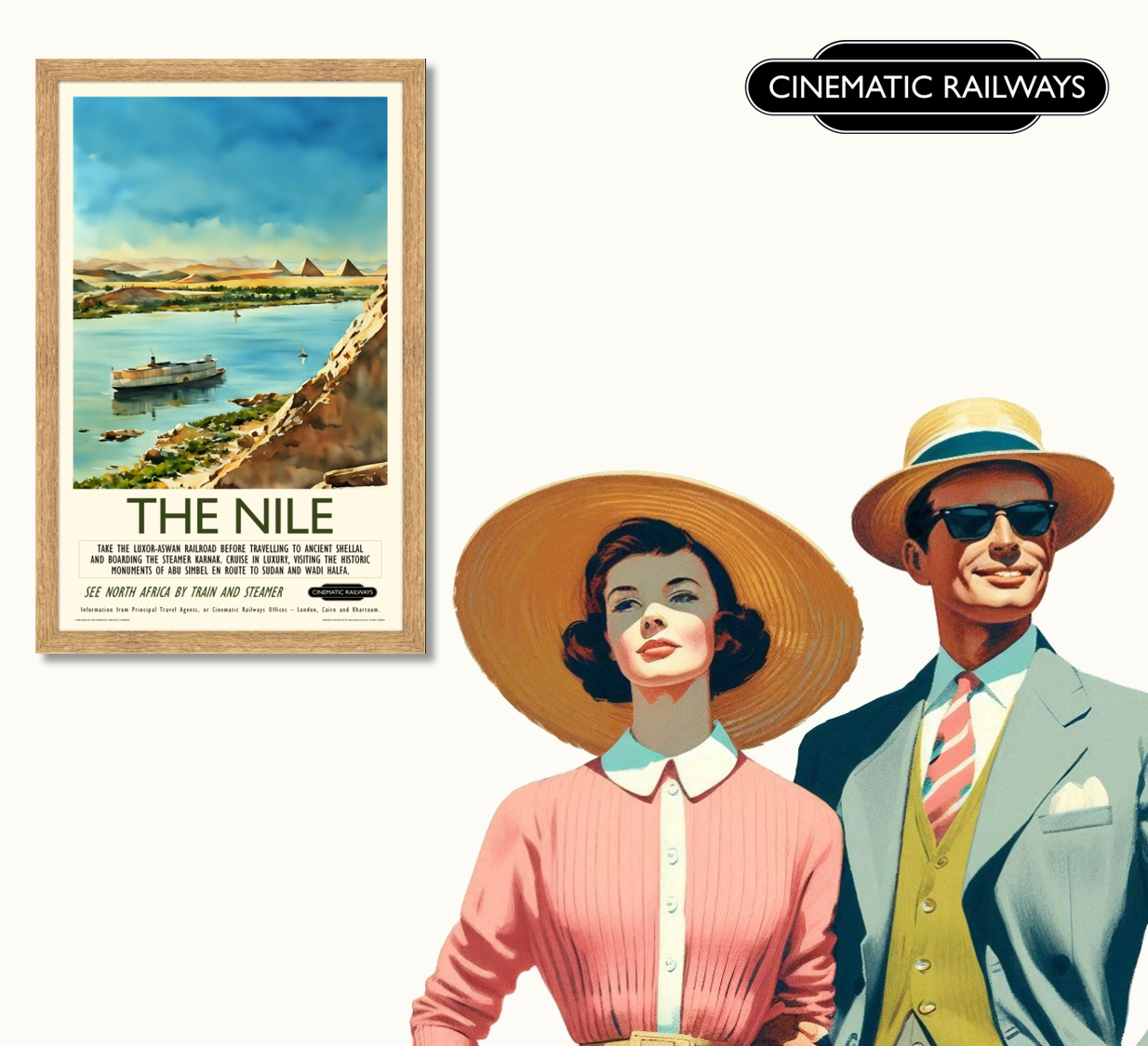 The Nile  - a vintage travel poster inspired by your favourite film / movie - Cinematic Railways