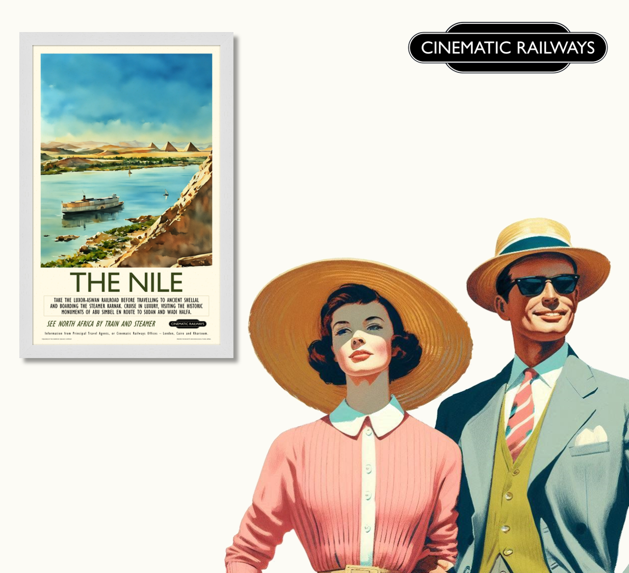 The Nile  - a vintage travel poster inspired by your favourite film / movie - Cinematic Railways