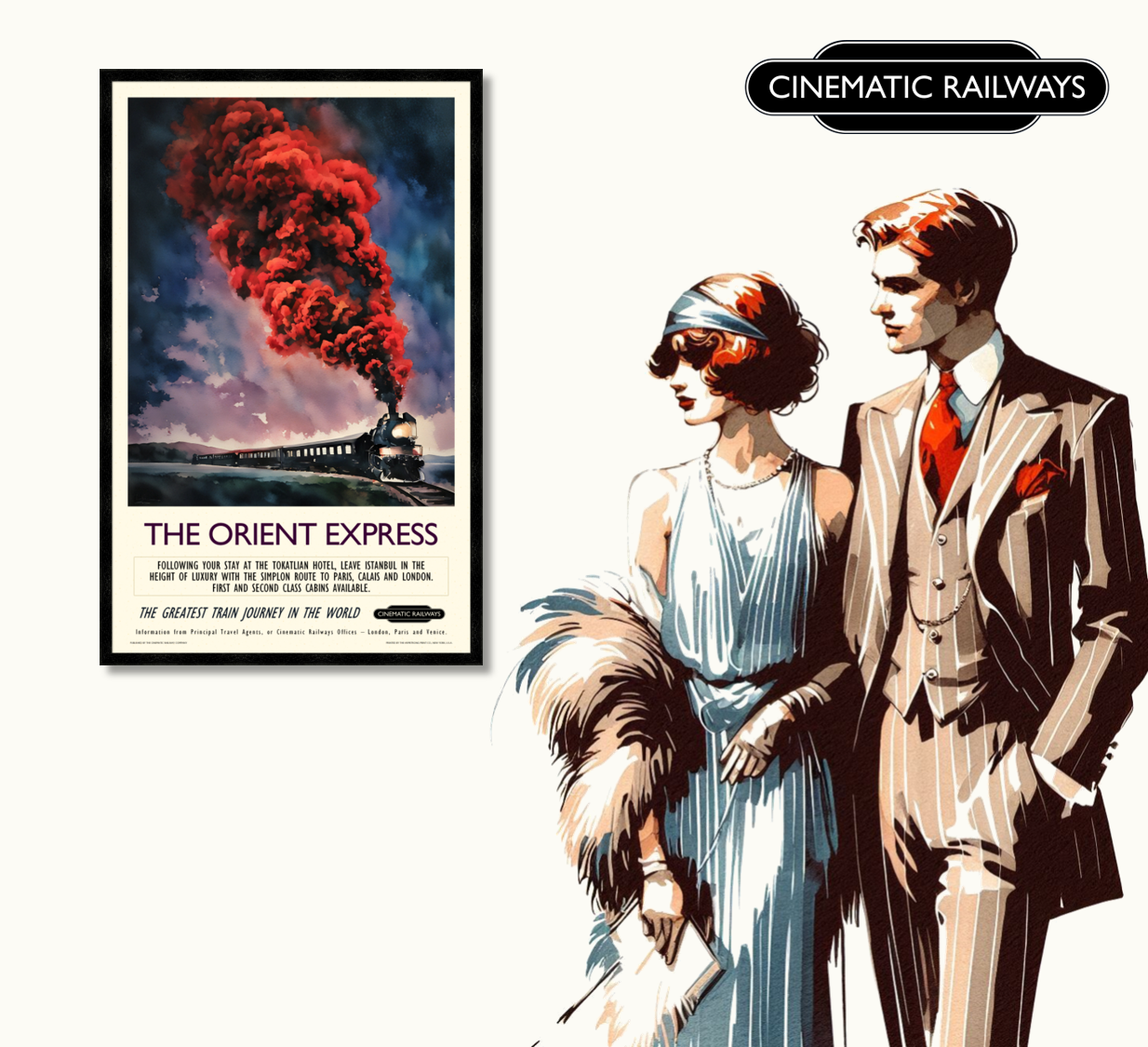 The Orient Express  - a vintage travel poster inspired by your favourite film / movie - Cinematic Railways