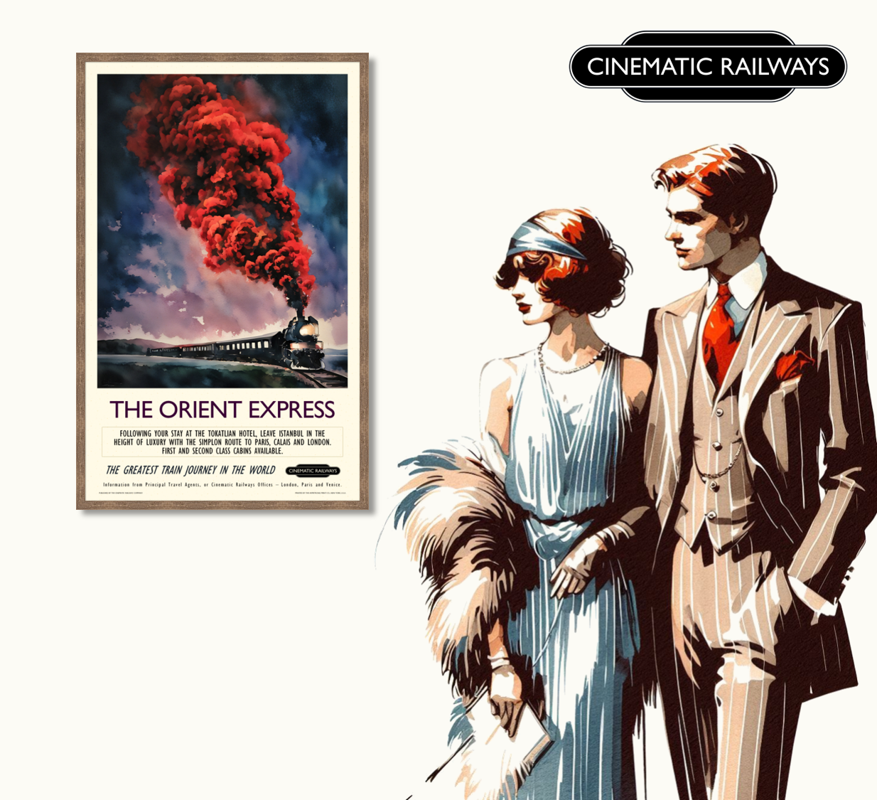 The Orient Express  - a vintage travel poster inspired by your favourite film / movie - Cinematic Railways