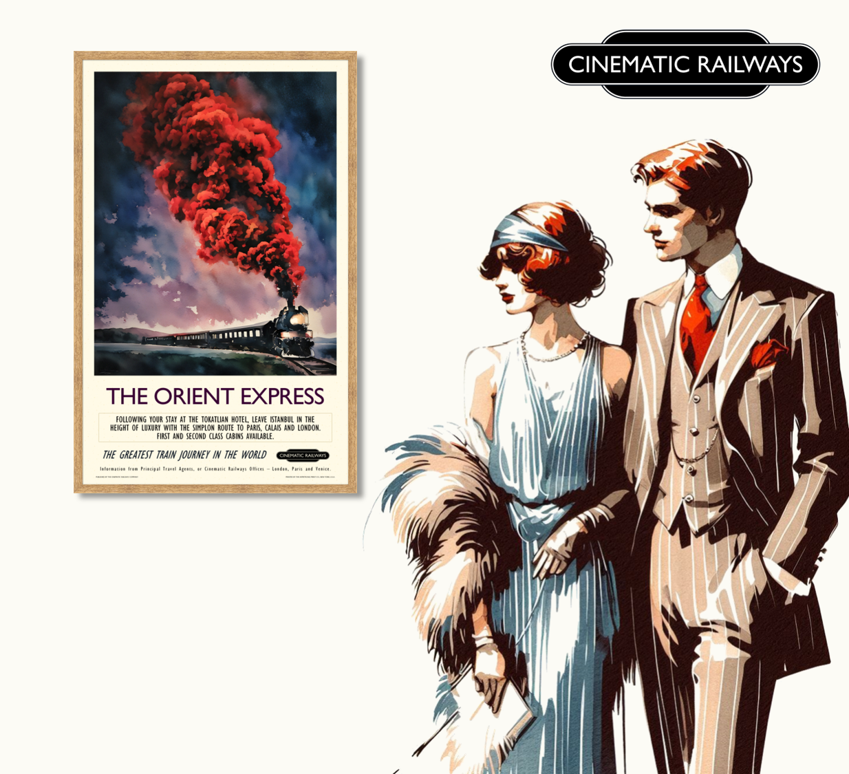 The Orient Express  - a vintage travel poster inspired by your favourite film / movie - Cinematic Railways