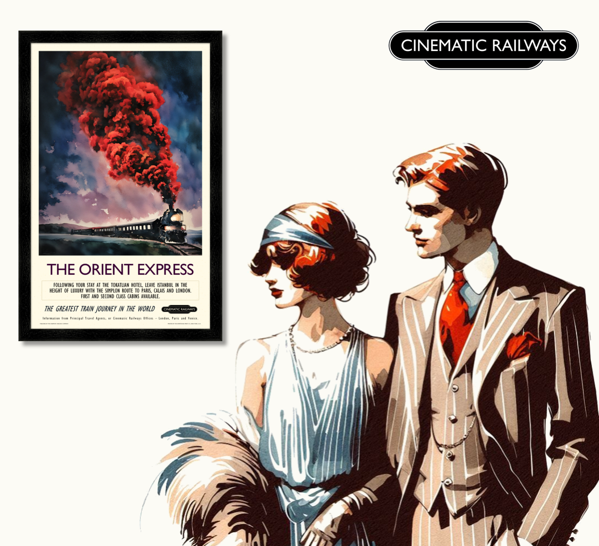 The Orient Express  - a vintage travel poster inspired by your favourite film / movie - Cinematic Railways