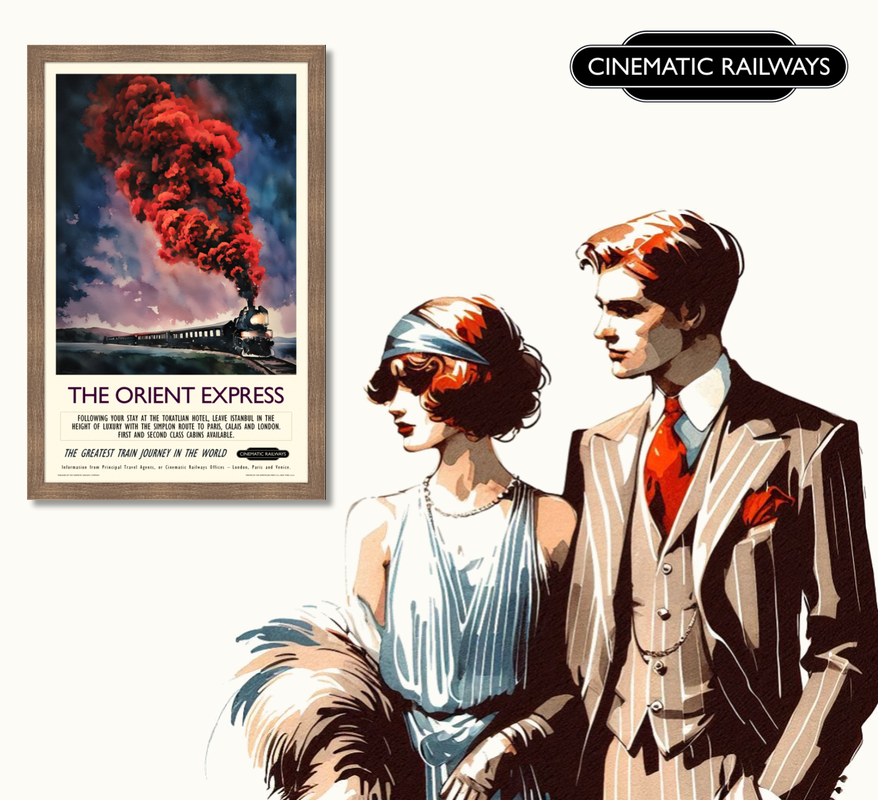 The Orient Express  - a vintage travel poster inspired by your favourite film / movie - Cinematic Railways