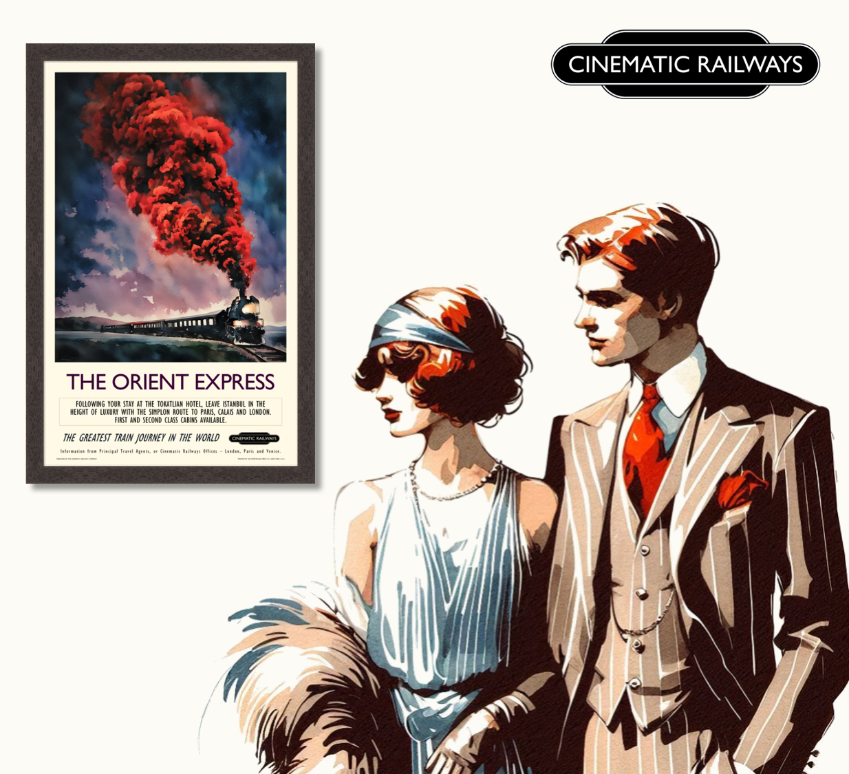 The Orient Express  - a vintage travel poster inspired by your favourite film / movie - Cinematic Railways