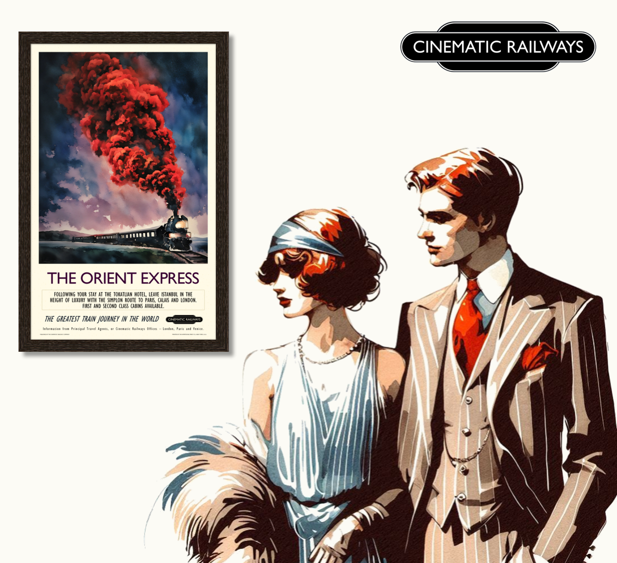 The Orient Express  - a vintage travel poster inspired by your favourite film / movie - Cinematic Railways