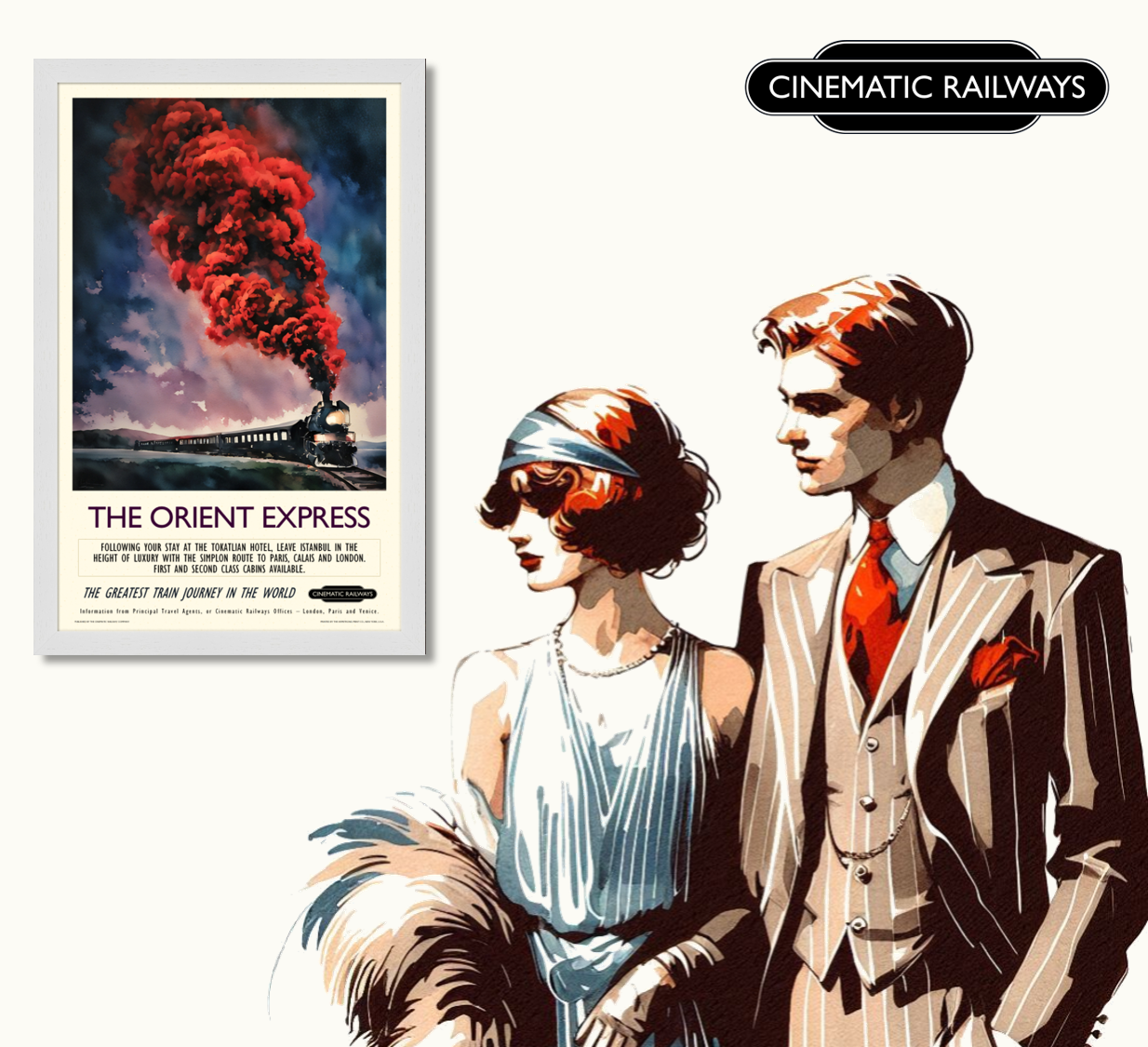 The Orient Express  - a vintage travel poster inspired by your favourite film / movie - Cinematic Railways