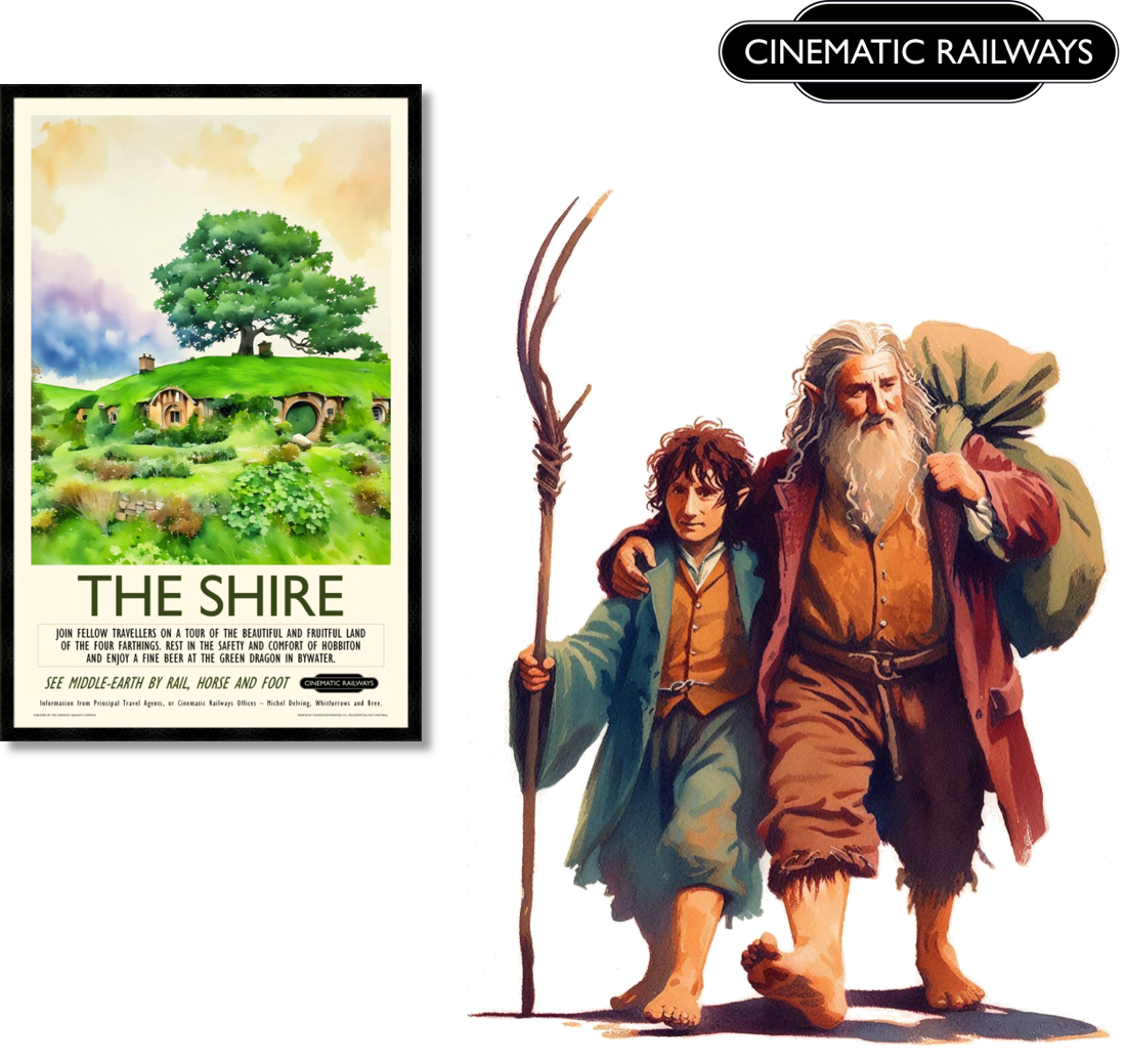 The Shire  - a vintage travel poster inspired by your favourite film / movie - Cinematic Railways