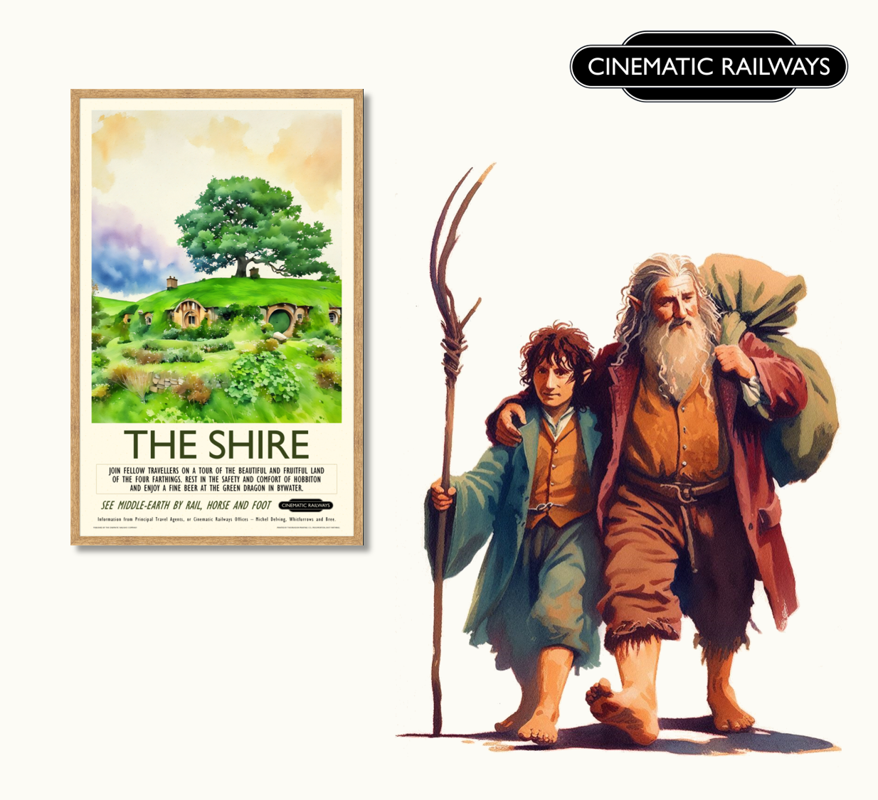 The Shire  - a vintage travel poster inspired by your favourite film / movie - Cinematic Railways