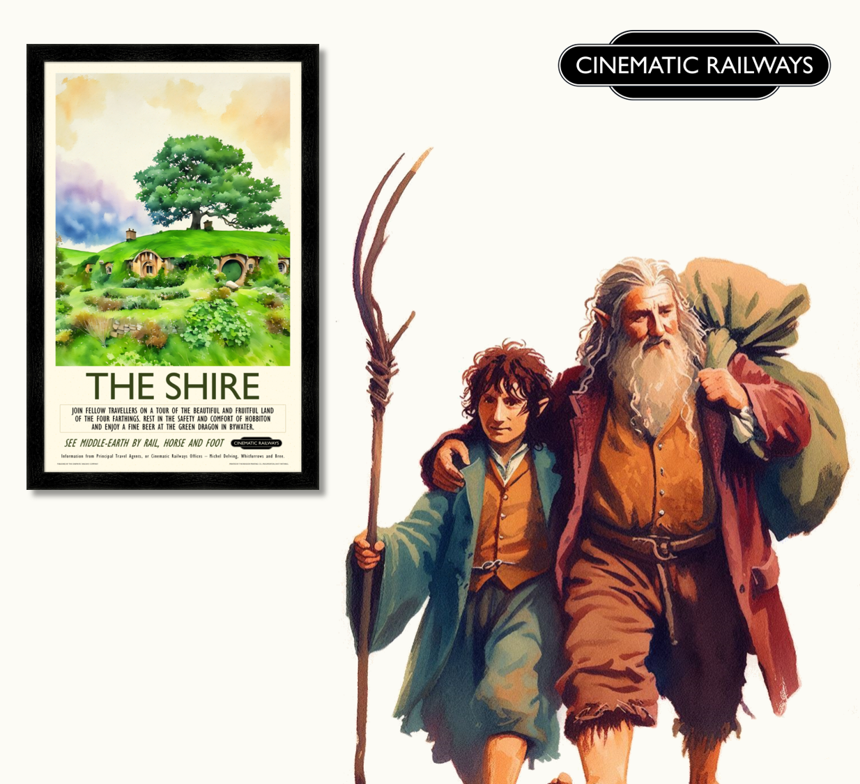 The Shire  - a vintage travel poster inspired by your favourite film / movie - Cinematic Railways