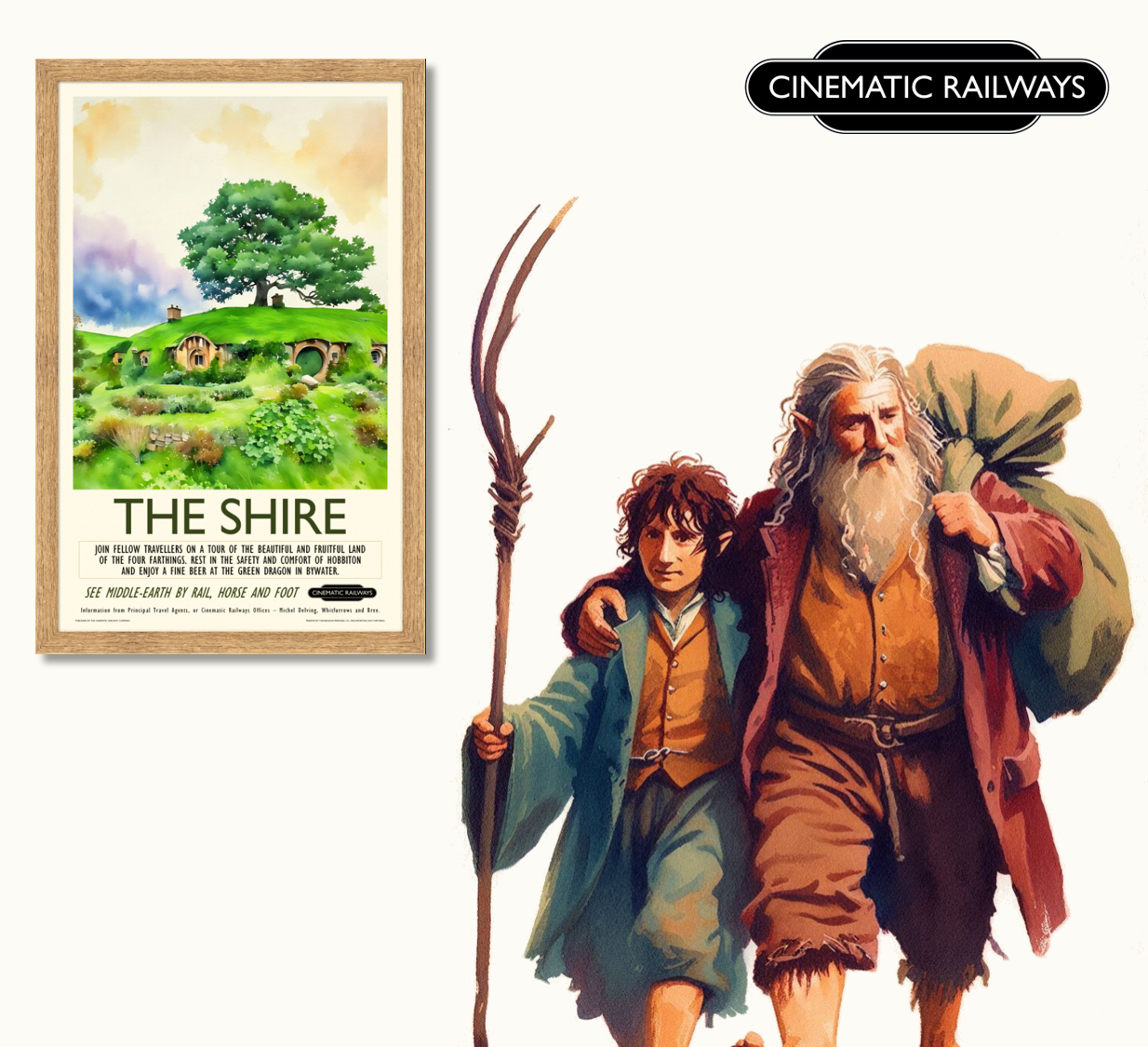 The Shire  - a vintage travel poster inspired by your favourite film / movie - Cinematic Railways