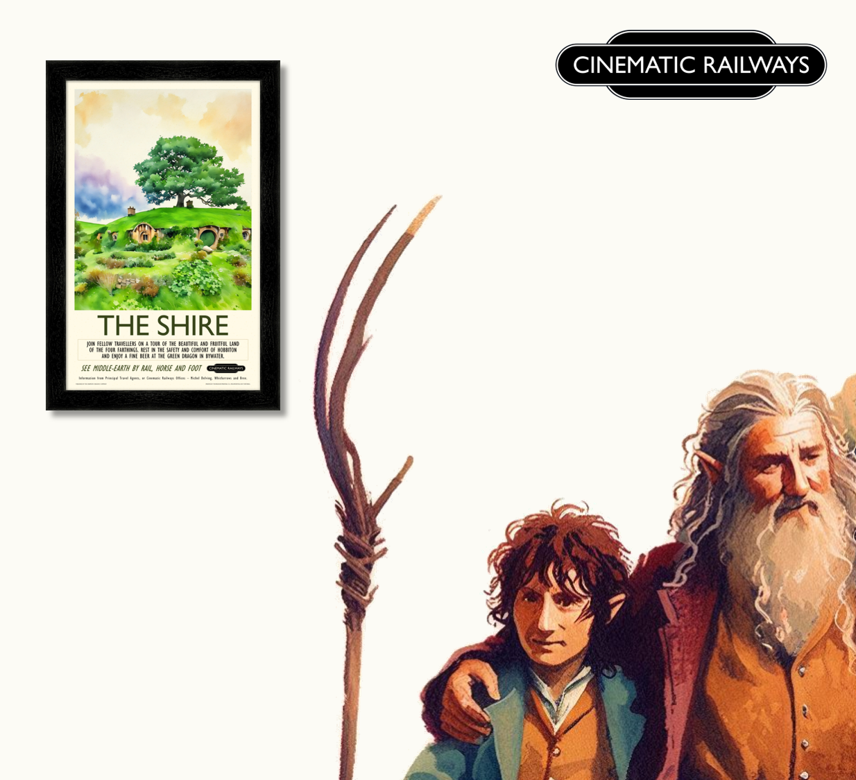 The Shire  - a vintage travel poster inspired by your favourite film / movie - Cinematic Railways