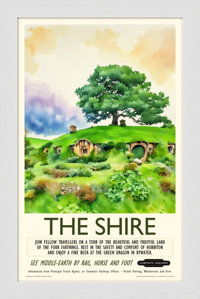 The Shire  - a vintage travel poster inspired by your favourite film / movie - Cinematic Railways