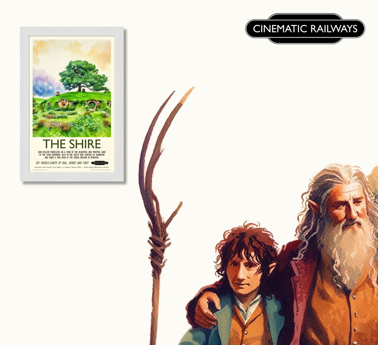 The Shire  - a vintage travel poster inspired by your favourite film / movie - Cinematic Railways