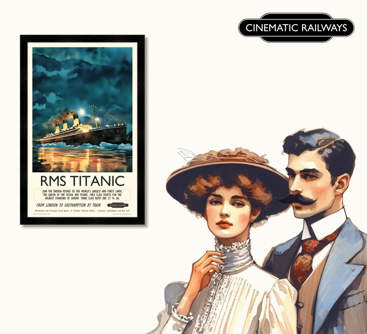 RMS Titanic  - a vintage travel poster inspired by your favourite film / movie - Cinematic Railways