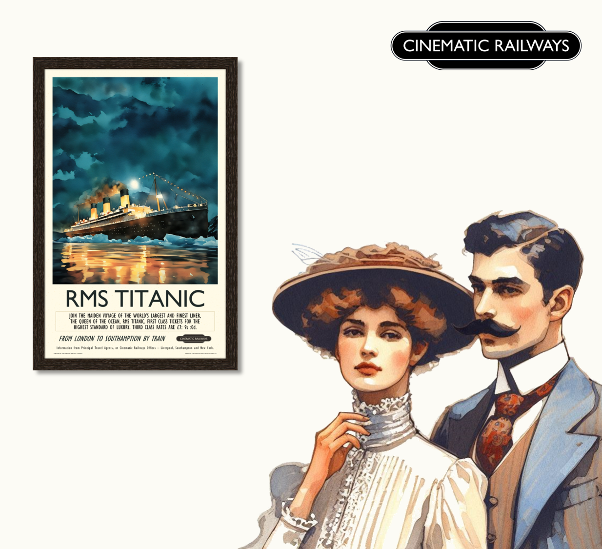 RMS Titanic  - a vintage travel poster inspired by your favourite film / movie - Cinematic Railways