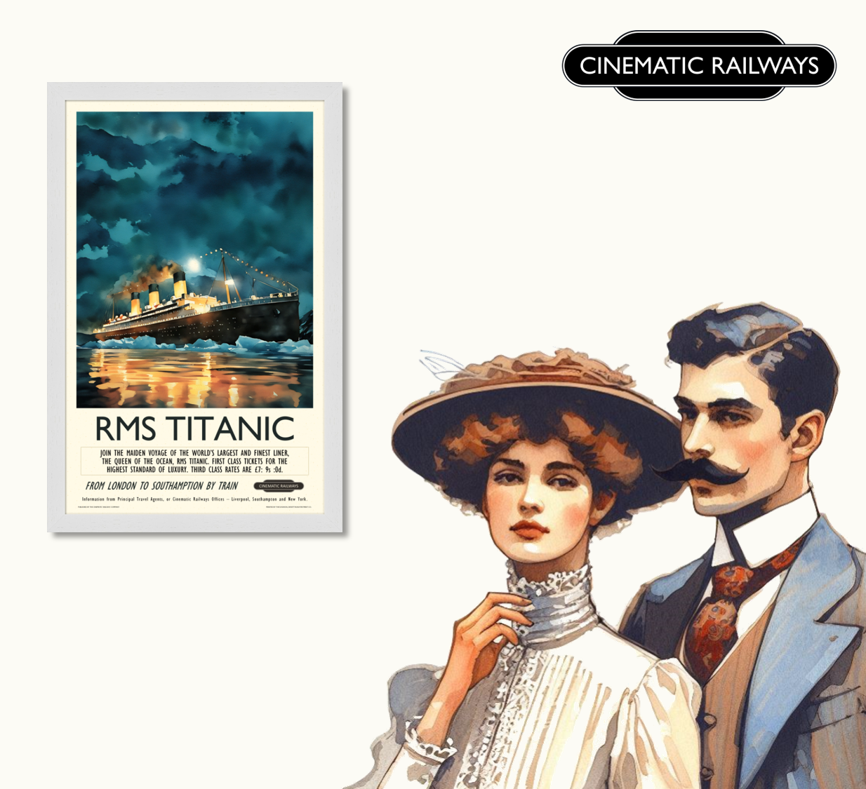 RMS Titanic  - a vintage travel poster inspired by your favourite film / movie - Cinematic Railways