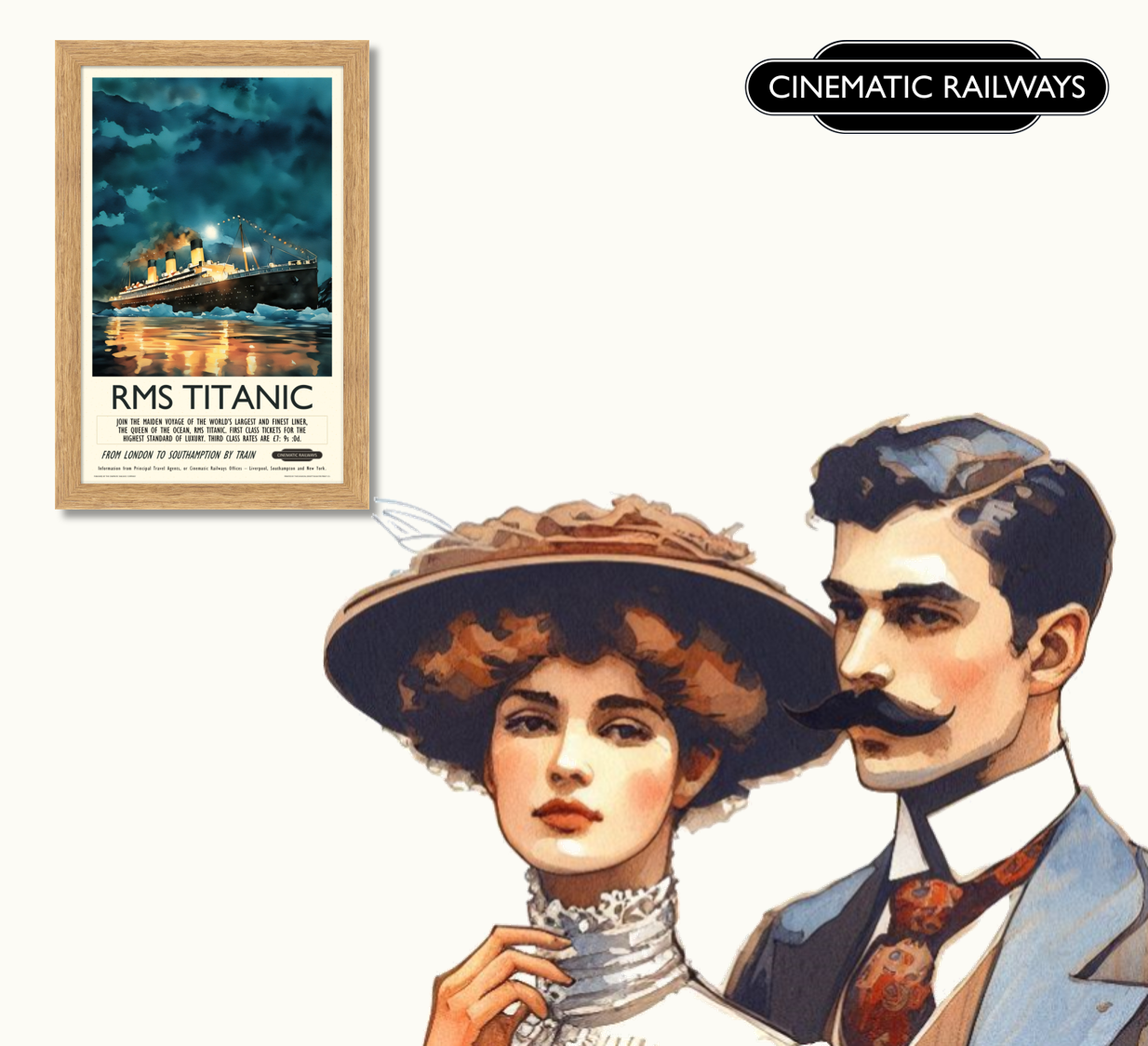 RMS Titanic  - a vintage travel poster inspired by your favourite film / movie - Cinematic Railways