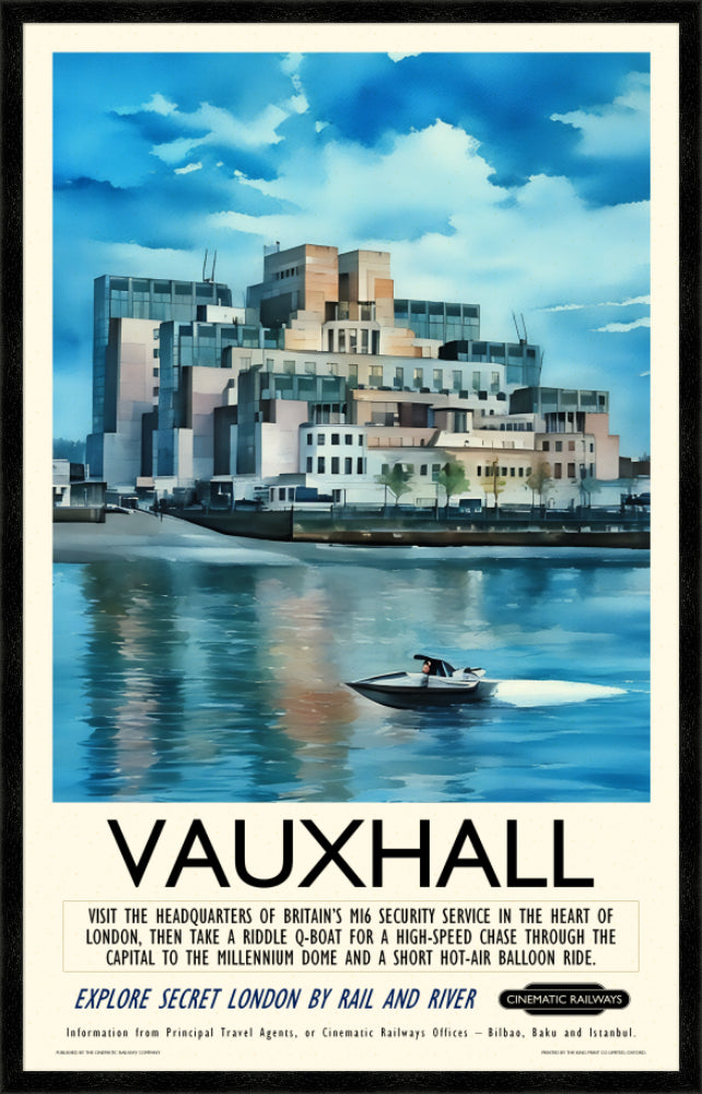 Vauxhall  - a vintage travel poster inspired by your favourite film / movie - Cinematic Railways