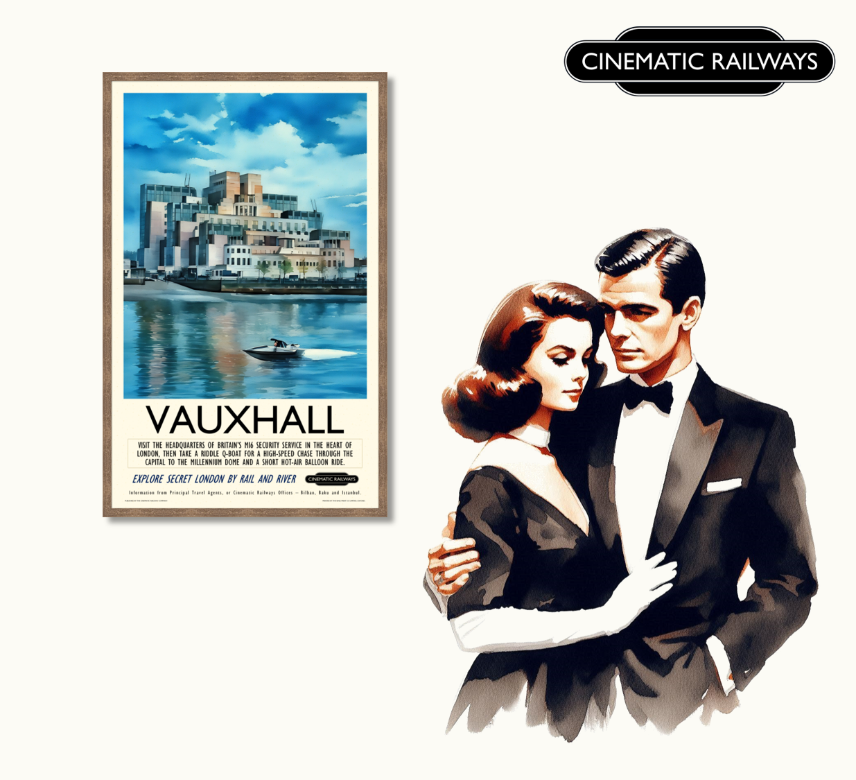 Vauxhall  - a vintage travel poster inspired by your favourite film / movie - Cinematic Railways