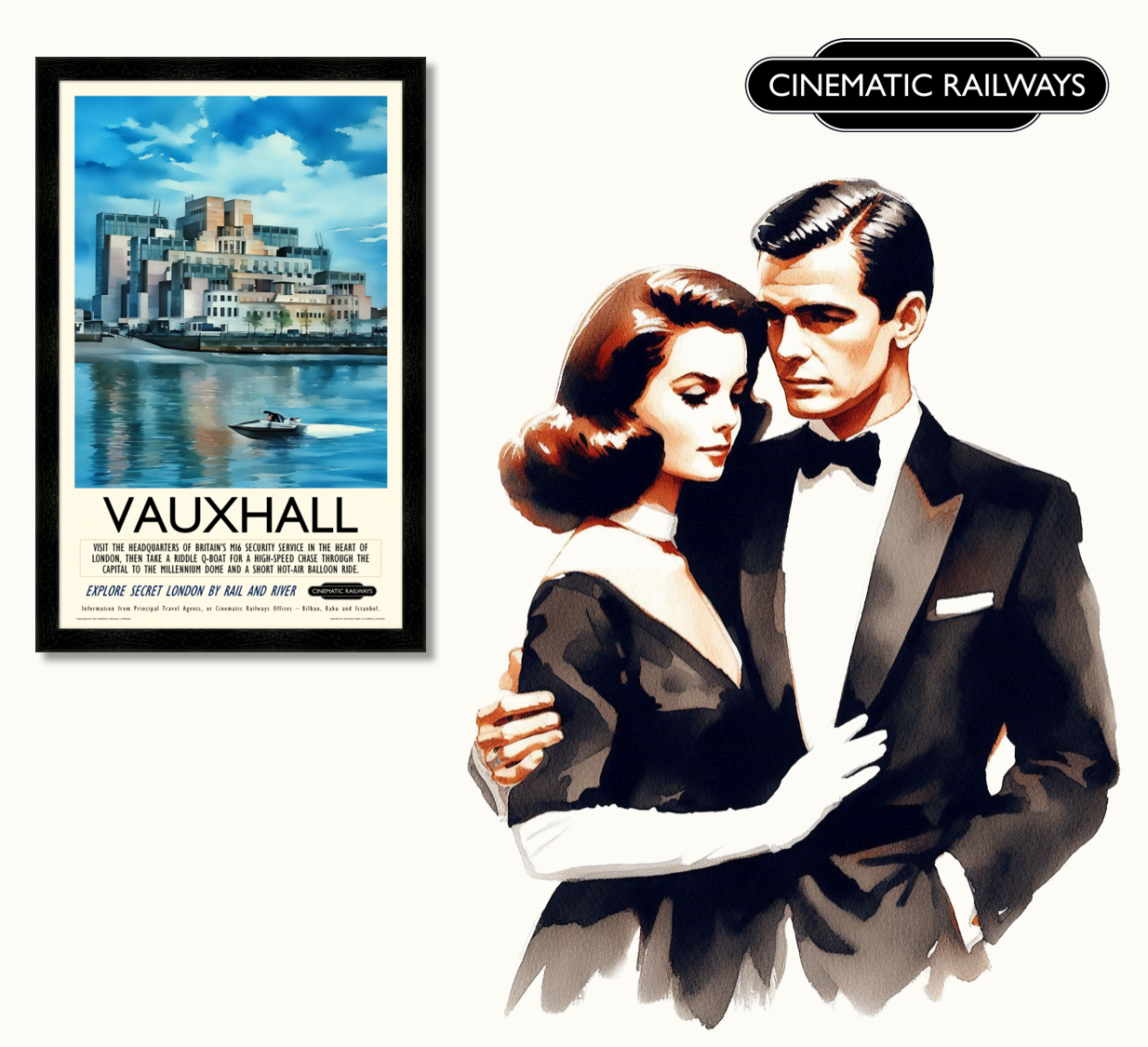 Vauxhall  - a vintage travel poster inspired by your favourite film / movie - Cinematic Railways