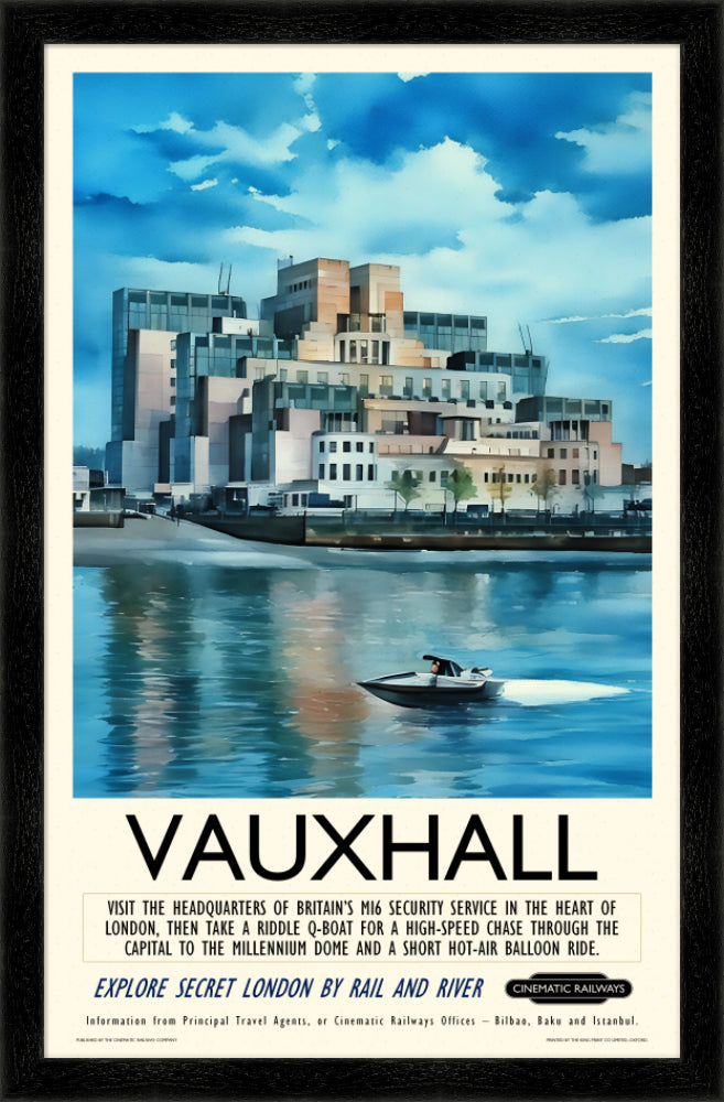 Vauxhall  - a vintage travel poster inspired by your favourite film / movie - Cinematic Railways