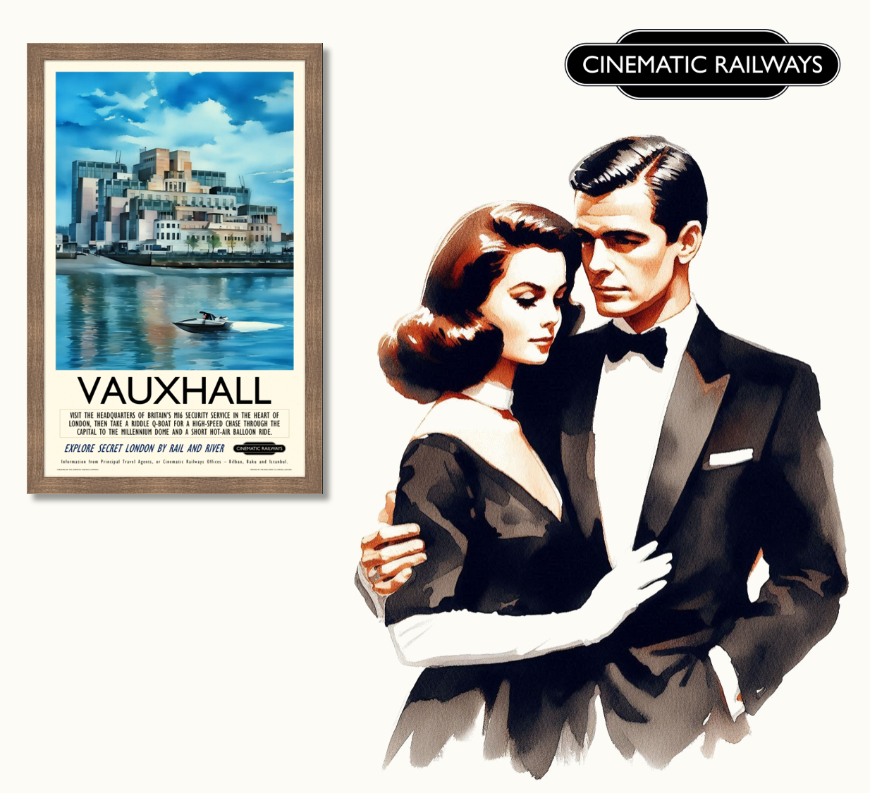 Vauxhall  - a vintage travel poster inspired by your favourite film / movie - Cinematic Railways