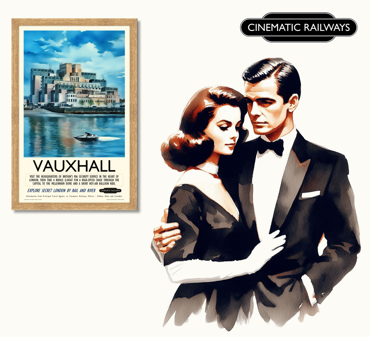 Vauxhall  - a vintage travel poster inspired by your favourite film / movie - Cinematic Railways